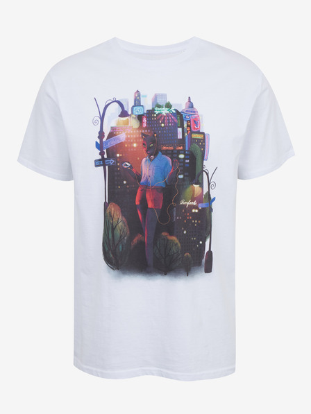 DOBRO Weißes Herren-T-Shirt mit Aufdruck Zoot DOBRO. Katze