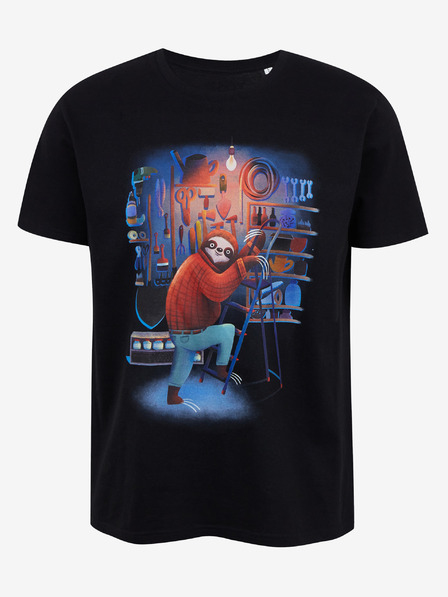 DOBRO Schwarzes Herren-T-Shirt mit Aufdruck Zoot DOBRO. Faultier