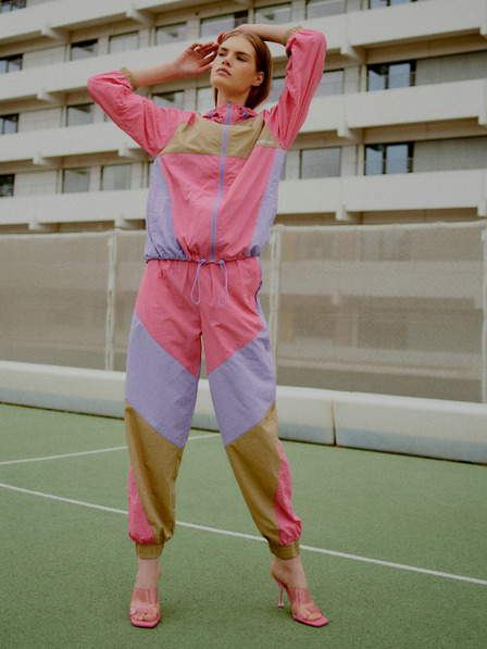 The Jogg Concept Beigefarbene und rosafarbene leichte Damen-Sämischjacke The Jogg Concept