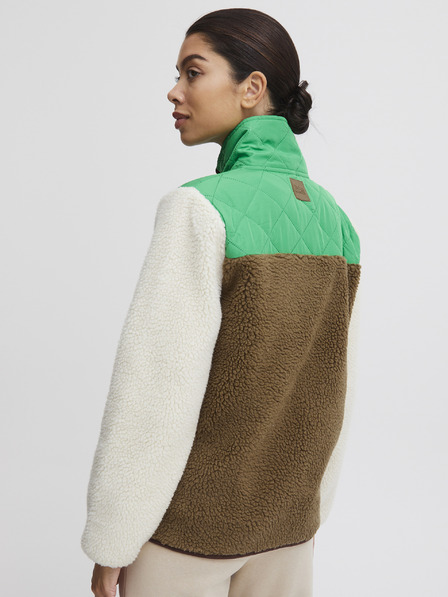 The Jogg Concept Cremefarbene und grüne Damenjacke The Jogg Concept