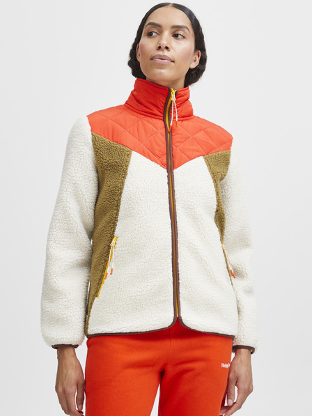 The Jogg Concept Cremefarbene und rote Damenjacke The Jogg Concept