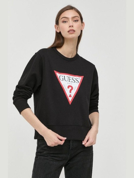 Guess Jeans Damen-schwarzes Sweatshirt mit Big Triangle Logo von Guess Jeans
