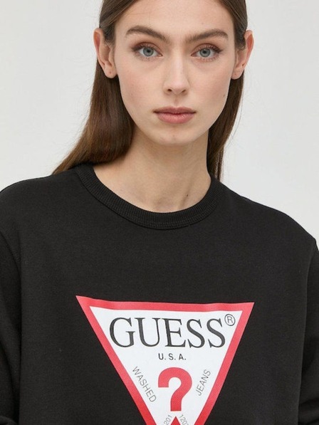 Guess Jeans Damen-schwarzes Sweatshirt mit Big Triangle Logo von Guess Jeans
