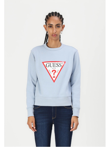 Guess Jeans Damen-hellblaues Sweatshirt mit Big Triangle Logo von Guess Jeans