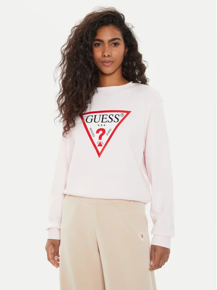 Guess Jeans Damen-rosa Sweatshirt mit Big Triangle Logo von Guess Jeans