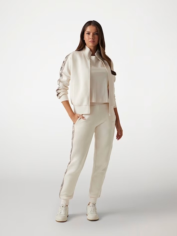 Guess Jeans Damen-weißes Sweatshirt mit seitlichem Logo von Guess Jeans