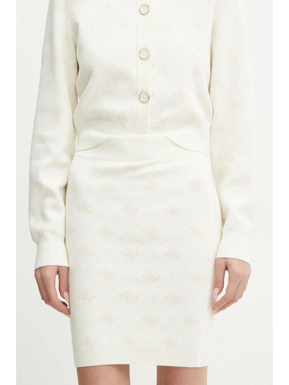 Guess Jeans Damen weiße Minirock aus Wollmischung mit 4G Logo Guess Jeans