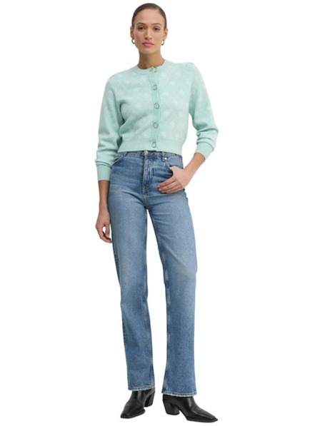 Guess Jeans Damen grüner Cardigan aus Wollmischung mit 4G Logo Guess Jeans