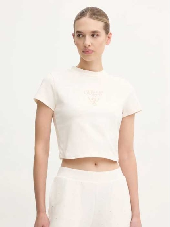 Guess Jeans Damen weißes Colette Crop-T-Shirt Guess Jeans