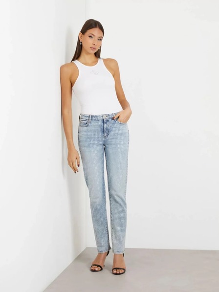 Guess Jeans Damen weißes Top mit 4G-Logo Guess Jeans