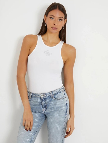 Guess Jeans Damen weißes Top mit 4G-Logo Guess Jeans