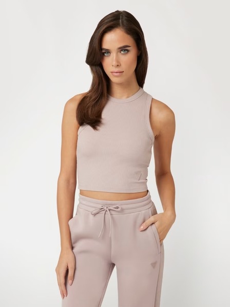 Guess Jeans Damen rosa Crop-Top aus geripptem Strick Guess Jeans