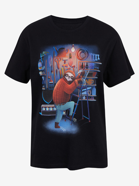 DOBRO Schwarzes Damen-T-Shirt mit Aufdruck Zoot DOBRO. Faultier