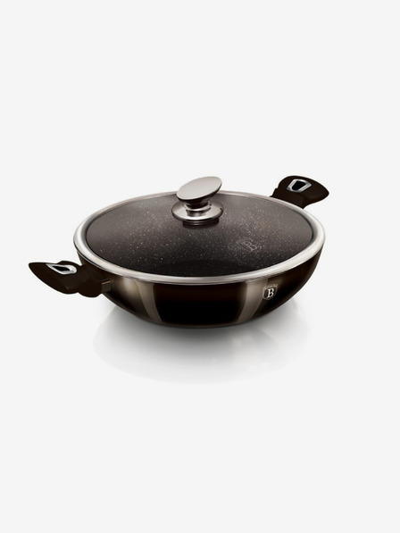 Berlingerhaus Wokpfanne mit Deckel mit Marmoroberfläche 30 cm Shiny Black Edition BERLINGERHAUS