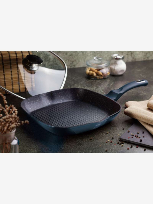 Berlingerhaus Grillpfanne mit marmorierter Oberfläche 28 cm BERLINGERHAUS Metallic Line Aquamarine Edition