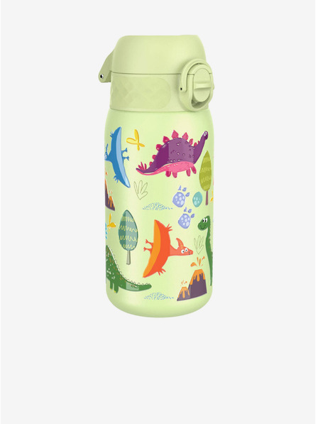 ION8 Hellgrüne gemusterte Edelstahl-Flasche Ion8 Leak Proof Dinosaurs (400 ml)