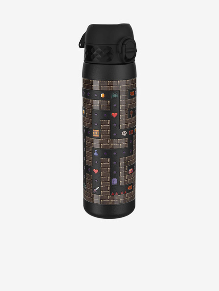 ION8 Schwarze gemusterte Edelstahl-Flasche Ion8 Leak Proof Gamer (600 ml)