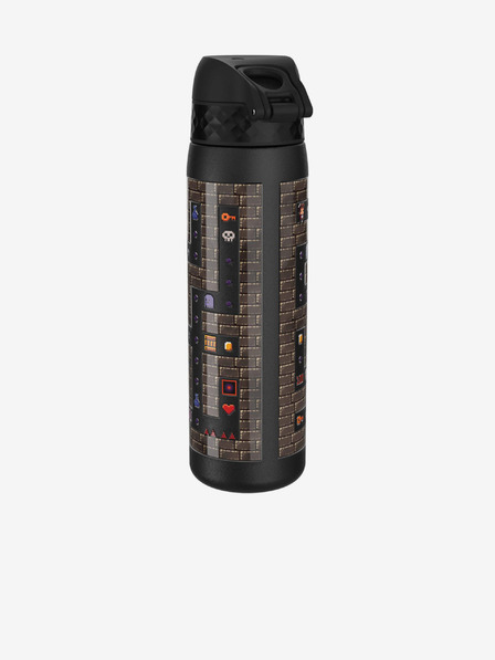 ION8 Schwarze gemusterte Edelstahl-Flasche Ion8 Leak Proof Gamer (600 ml)