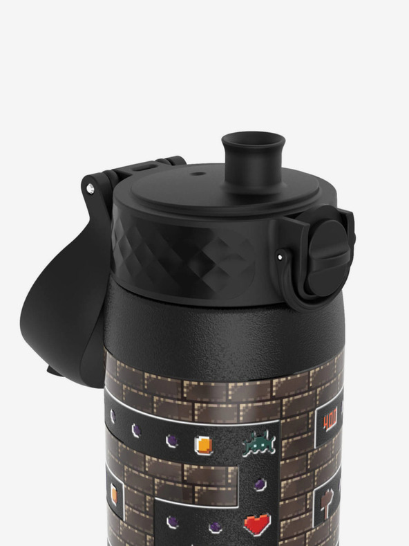 ION8 Schwarze gemusterte Edelstahl-Flasche Ion8 Leak Proof Gamer (600 ml)
