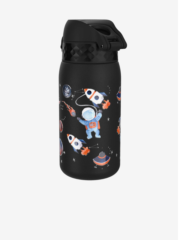 ION8 Schwarze gemusterte Edelstahl-Flasche Ion8 Leak Proof Space (400 ml)