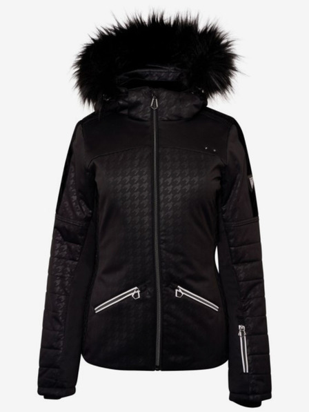 Dare 2B Schwarze gemusterte Damen-Skijacke mit Kapuze und Kunstfell Dare 2B Prestige