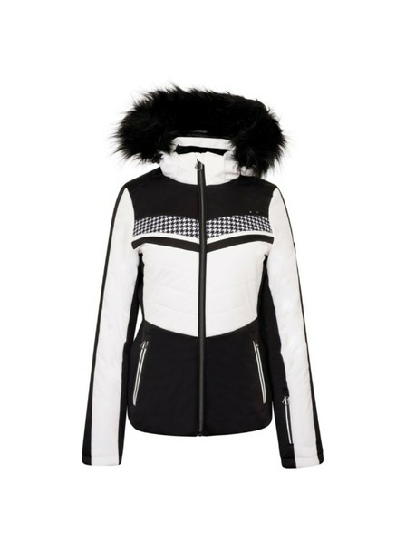 Dare 2B Schwarz-weiße Damen-Skijacke mit Kapuze und Kunstpelz Dare 2B Dynamite