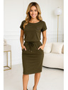 numoco 196-3 Sportkleid mit kurzen Ärmeln und Tasche - KHAKI