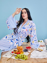 ZOOT.collab Blauer geblümter Morgenmantel für Damen von BESKY by ZOOT Collection