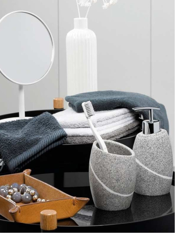 Kela Seifenspender TALUS Poly, Steindekor grau KELA