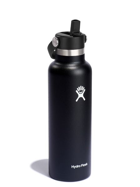Hydro Flask Hydro Flask Edelstahl-Thermoflasche mit Standardmundstück und Strohhalmverschluss 21 oz (621 ml) Schwarz