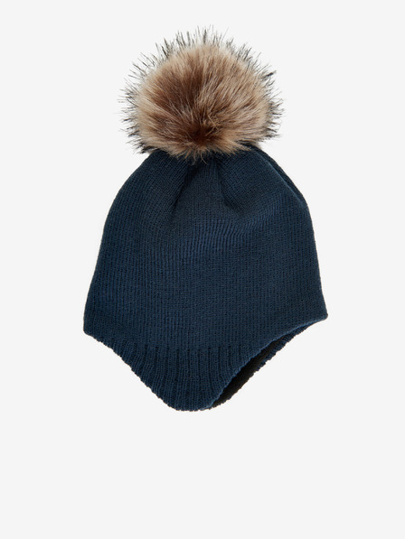 Color Kids Dunkelblaue Mädchen-Wintermütze mit Bommel und Wolle Color Kids