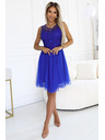 numoco 522-4 CATERINA Damenkleid mit Guipure und feinem Tüll - kornblumenblau