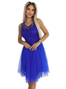 numoco 522-4 CATERINA Damenkleid mit Guipure und feinem Tüll - kornblumenblau