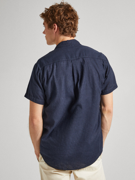 Pepe Jeans Dunkelblaues Herren-Kurzarm-Leinenhemd Pepe Jeans