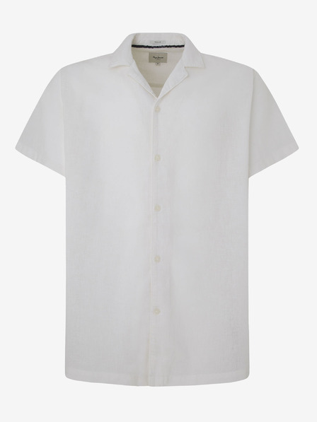 Pepe Jeans Cremefarbenes Herren-Kurzarm-Leinenhemd Pepe Jeans