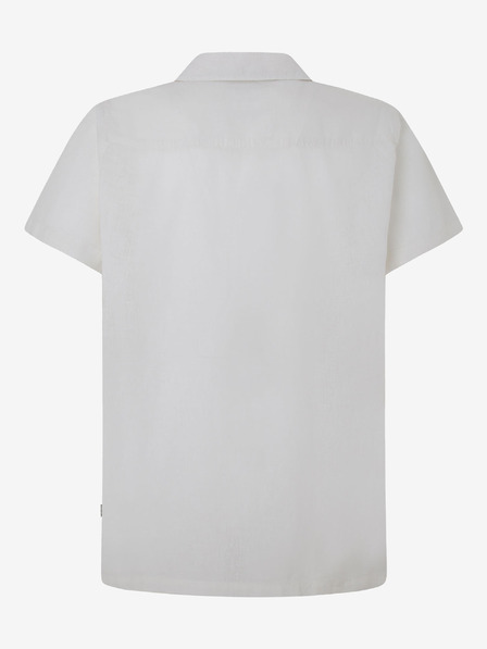 Pepe Jeans Cremefarbenes Herren-Kurzarm-Leinenhemd Pepe Jeans