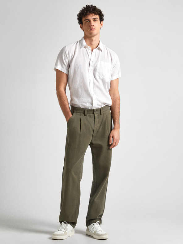 Pepe Jeans Weißes Herren-Kurzarm-Leinenhemd Pepe Jeans