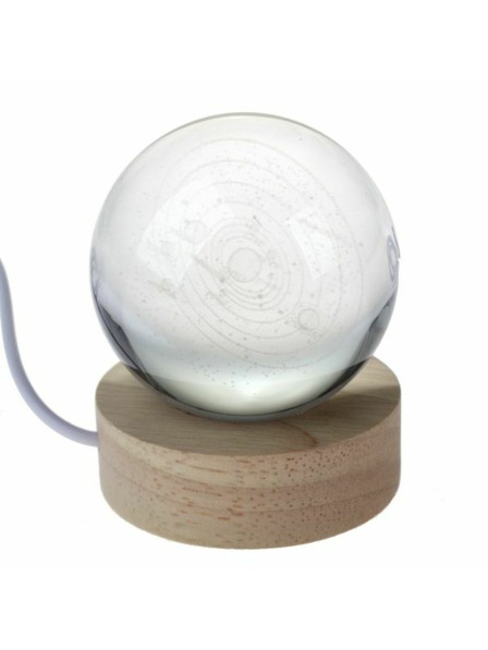 Casa de Engel Leuchtende Glaskugel auf Holzsockel, USB, 0/60