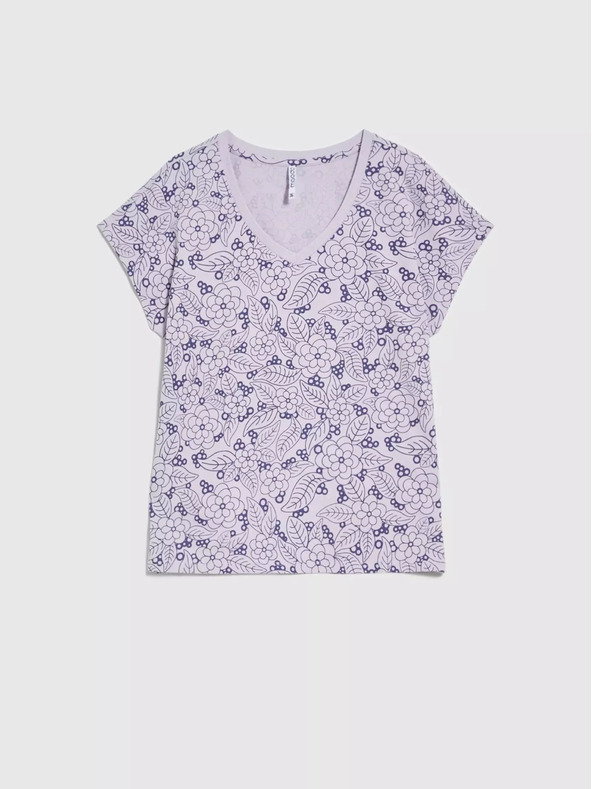 Moodo Lila Bluse mit floralem Muster und V-Ausschnitt Moodo