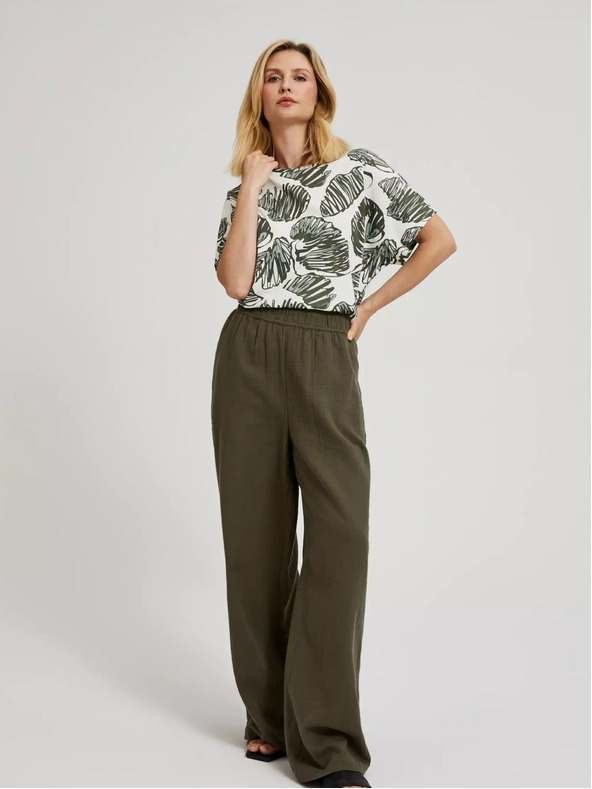 Moodo Grüne Bluse mit tropischem Aufdruck Moodo