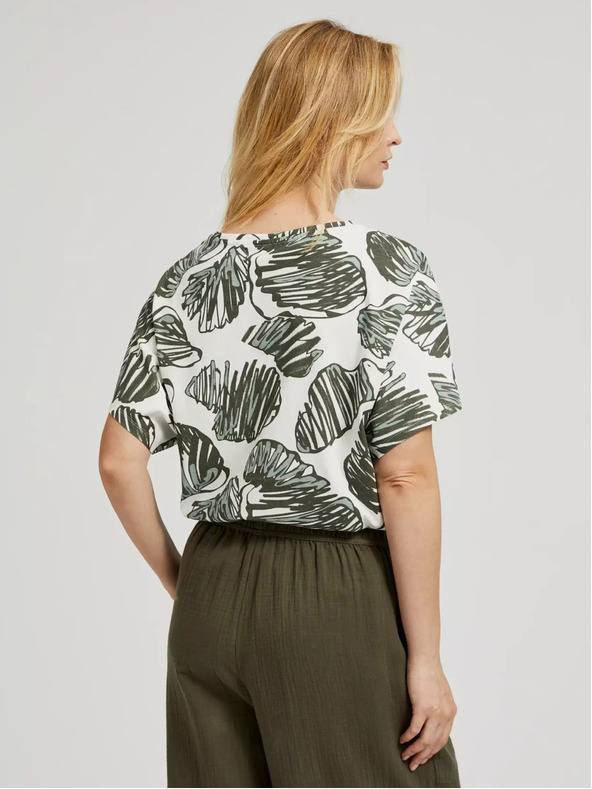 Moodo Grüne Bluse mit tropischem Aufdruck Moodo