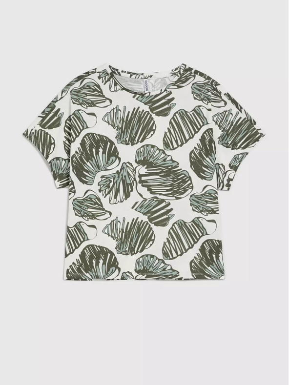 Moodo Grüne Bluse mit tropischem Aufdruck Moodo