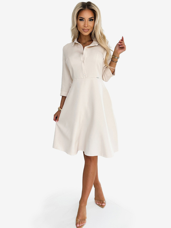 numoco Fließendes Shirtkleid mit Gürtel - beige Numoco SANDY