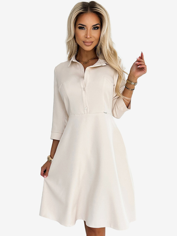 numoco Fließendes Shirtkleid mit Gürtel - beige Numoco SANDY