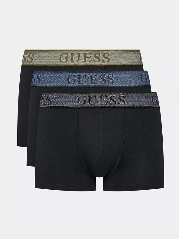 Guess Jeans Set schwarzer Herren Boxershorts Guess Jeans Underwear 3er-Pack U3BG13 K6YW0 Black Elastic Bog