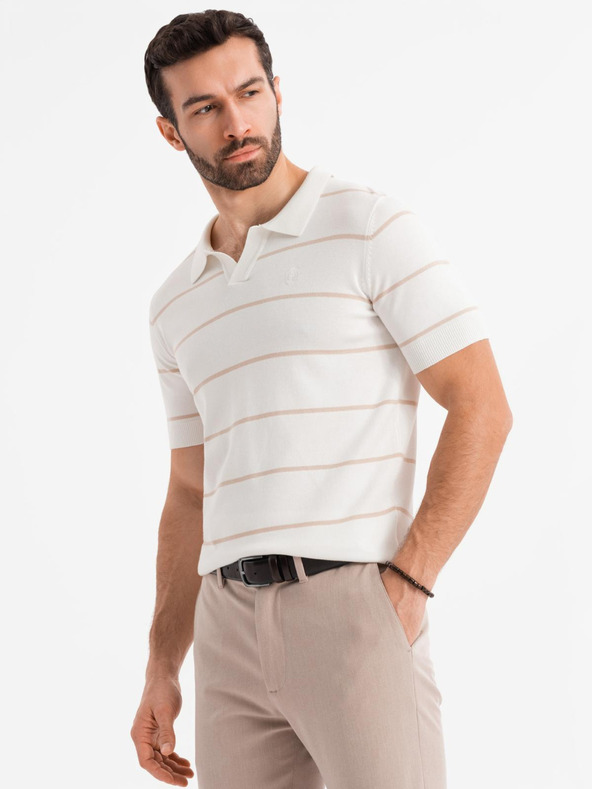 Ombre Clothing Herren-Poloshirt aus Viskose mit horizontalen Streifen Ombre Clothing