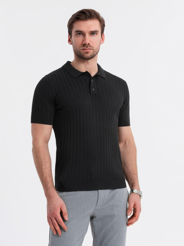 Ombre Clothing Herren-Poloshirt SLIM FIT aus Viskose mit vertikalen Streifen Ombre Clothing