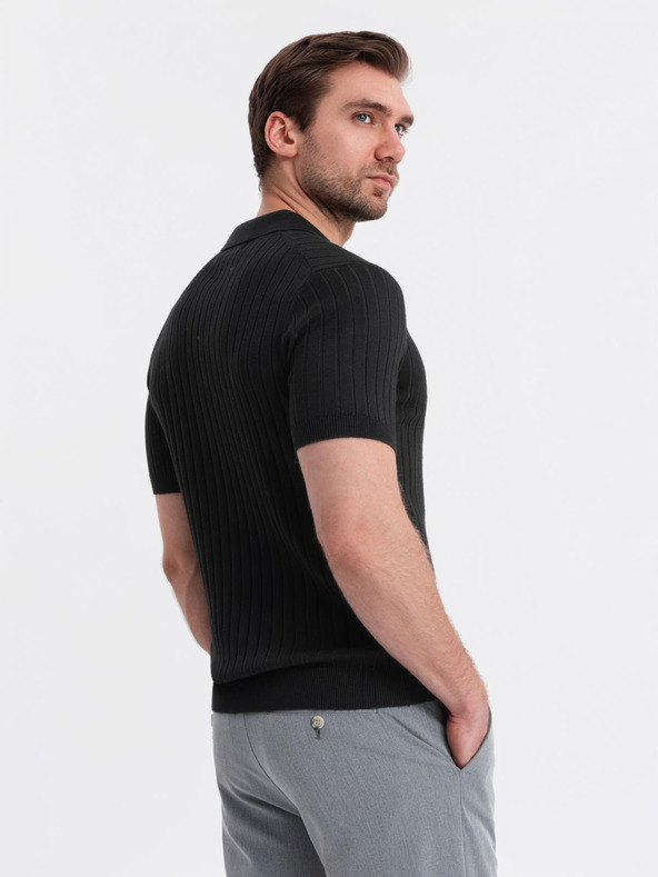 Ombre Clothing Herren-Poloshirt SLIM FIT aus Viskose mit vertikalen Streifen Ombre Clothing