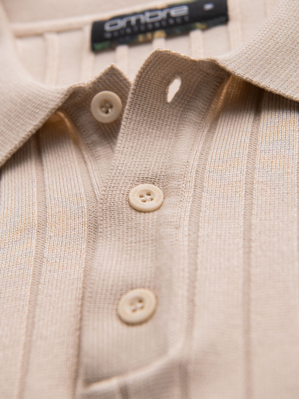 Ombre Clothing Herren-Poloshirt SLIM FIT aus Viskose mit vertikalen Streifen Ombre Clothing