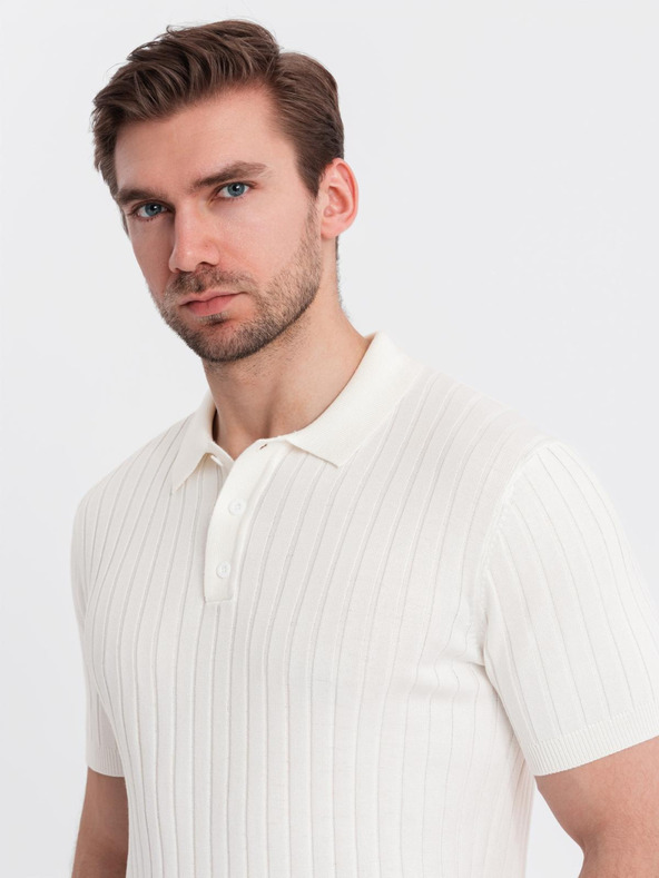 Ombre Clothing Herren-Poloshirt SLIM FIT aus Viskose mit vertikalen Streifen Ombre Clothing